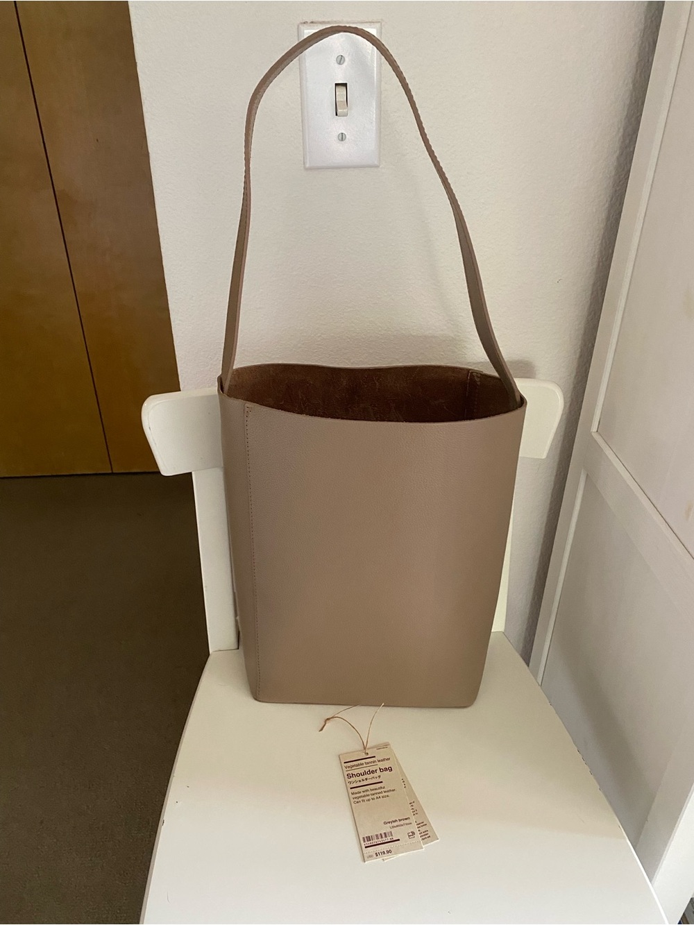 MUJI Vegetable-tannin leather bag, Greyish  Brown
